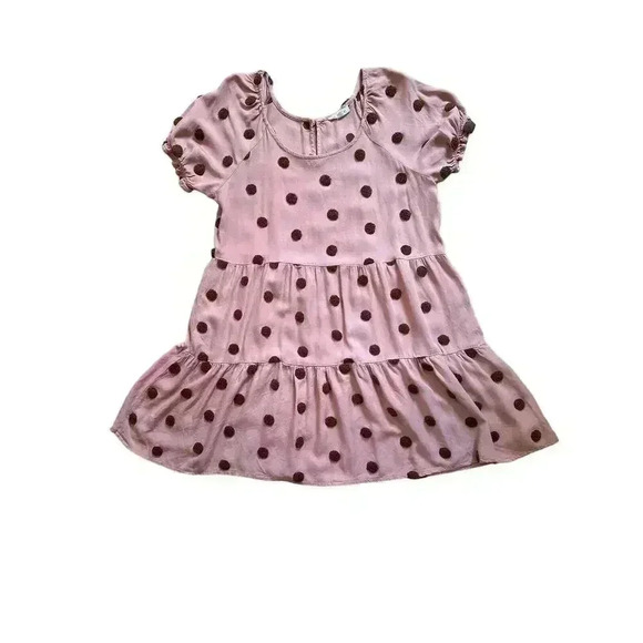 Blu Pepper Tiered Dress Orange Fuzzy Polka Dot Short Sleeve Women's Size Medium - Picture 2 of 7